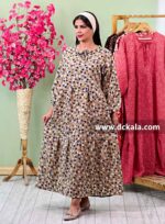 پیراهن نخی پفکی گلدار - تصویر 5