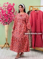 پیراهن نخی پفکی گلدار - تصویر 3