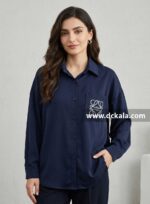 شومیز سیلک جیب گلدوزی