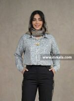 شومیز پلنگی نگینی (آبی روشن)